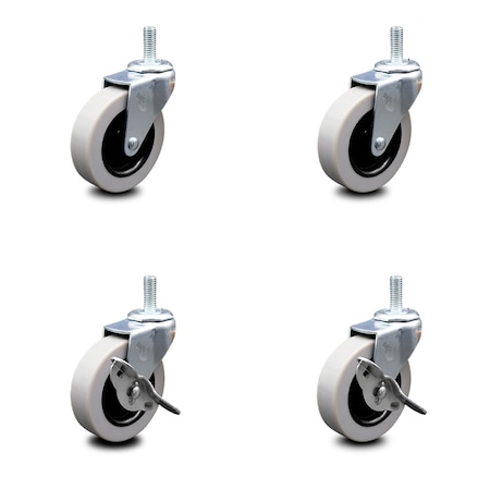 Service Caster 3 Inch Thermoplastic Wheel 8mm Threaded Stem Caster Set with 2 Brakes SCC SCC-TS05S310-TPRS-M815-2-SLB-2